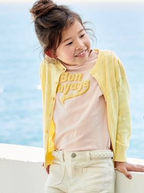 Girls-Openwork Cardigan with Flowers, for Girls