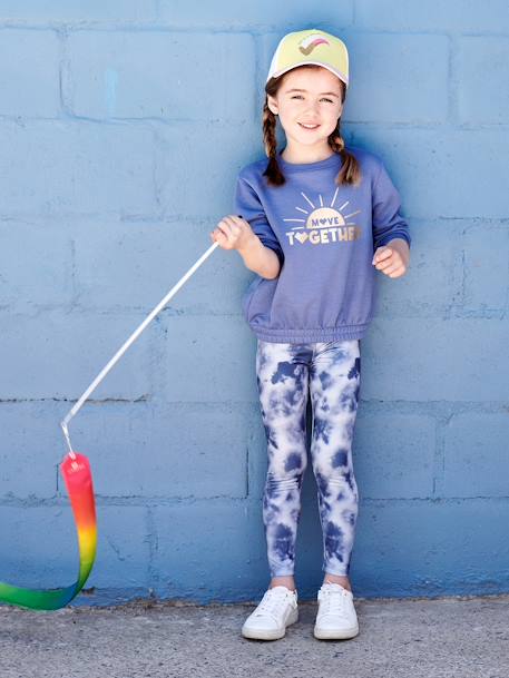 Legging sport imprimé en matière technique fille bleu+terracotta - vertbaudet enfant 