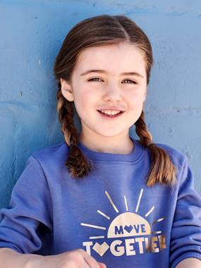 Girls-Cardigans, Jumpers & Sweatshirts-Sunrise Sports Sweatshirt with Shiny Golden Motif, for Girls
