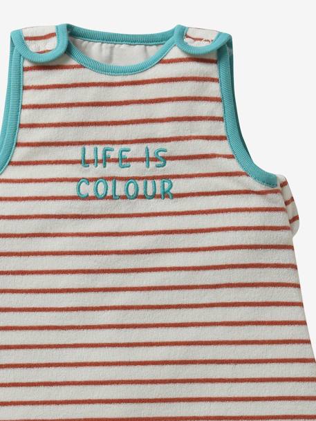 Summer Special Baby Sleeping Bag in Terry Cloth, Summer Dreams striped brown+striped green+striped navy blue - vertbaudet enfant 
