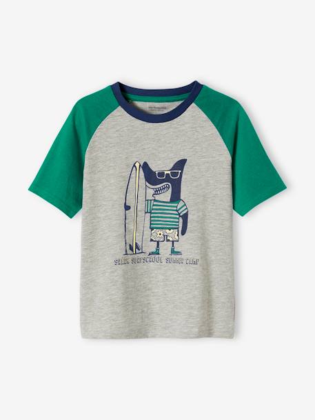 Printed Pyjamas for Boys, Surfing Shark fir green - vertbaudet enfant 