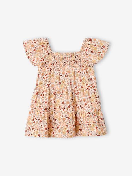 Floral Dress with Smocking for Babies ecru - vertbaudet enfant 