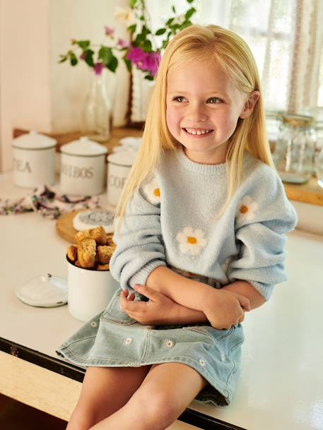Soft Jacquard Knit Jumper for Girls rose+sky blue - vertbaudet enfant 