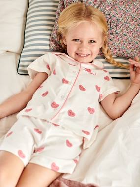 Girls-Nightwear-Pyjamas with Hearts & "Bisou" Print for Girls