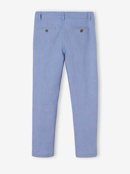 Pantalon chino garçon en coton/lin beige clair+bleu+marine foncé - vertbaudet enfant 