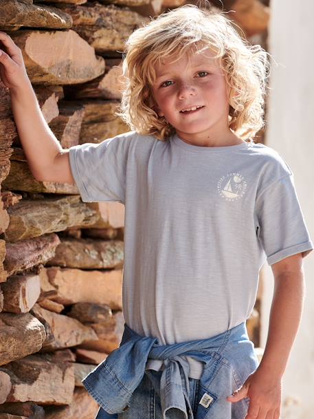 T-shirt maxi motif bateau au dos garçon bleu ciel - vertbaudet enfant 