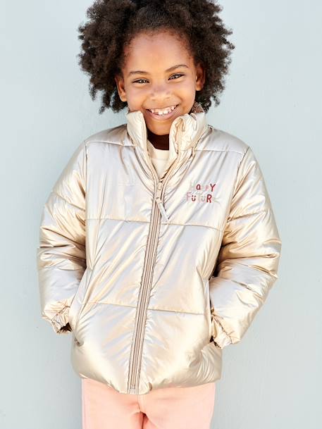 Metallised, Lightweight Jacket for Girls gold - vertbaudet enfant 