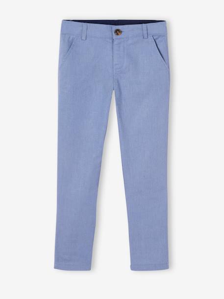 Pantalon chino garçon en coton/lin beige clair+bleu+marine foncé+vert sauge - vertbaudet enfant 