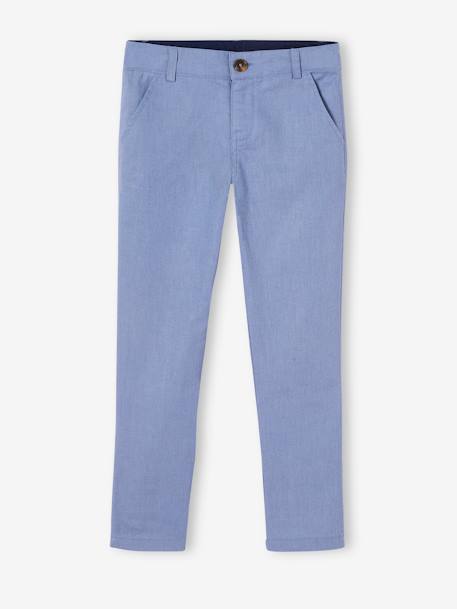 Pantalon garçon cérémonie chino en coton/lin beige+beige clair+bleu+marine foncé+vert sauge - vertbaudet enfant 
