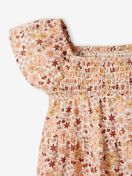 Floral Dress with Smocking for Babies ecru - vertbaudet enfant 