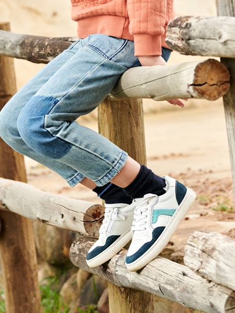 Leather Trainers with Laces & Zip, for Boys  - vertbaudet enfant 