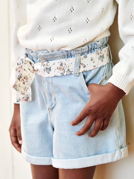 Shorts for Girls Bleached Denim+BLUE DARK WASCHED - vertbaudet enfant 