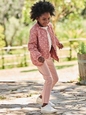 -Padded Jacket with Floral Print for Girls