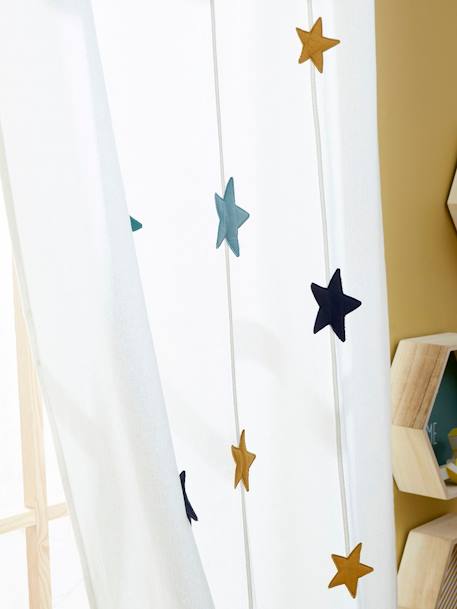 Iridescent Star Curtain - 105 x 240 cm Green+White - vertbaudet enfant 