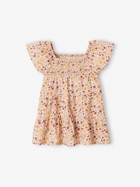 Robe fleurie bébé avec smocks écru - vertbaudet enfant 