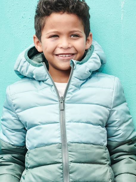 Doudoune bicolore réversible garçon bleu ardoise+vert sauge - vertbaudet enfant 