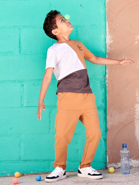 T-shirt sport colorblock garçon manches courtes gris chiné+vert d'eau - vertbaudet enfant 