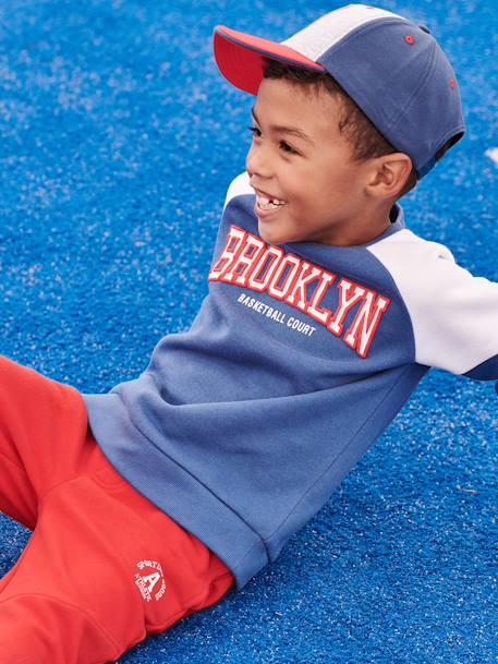 Sweat sport color block team Brooklyn garçon bleu roi - vertbaudet enfant 
