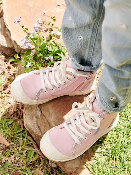 High Top Trainers with Zip & Laces for Children rose - vertbaudet enfant 