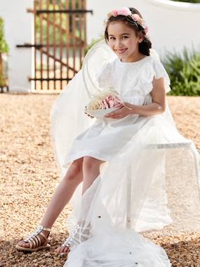 Occasionwear Dress with Broderie Anglaise Details for Girls  - vertbaudet enfant