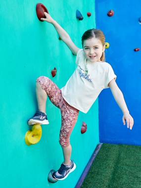 Sports Combo: T-Shirt & Cropped Trousers with Iridescent "sunrise" Motif, for Girls  - vertbaudet enfant
