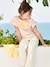 Short Sleeve T-Shirt with Message in Puff Ink & Ruffles, for Girls pale pink - vertbaudet enfant 