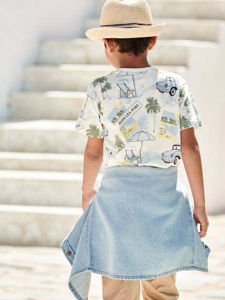 T-Shirt with 'Juan Les Pins' Inscription, for Boys printed white - vertbaudet enfant 