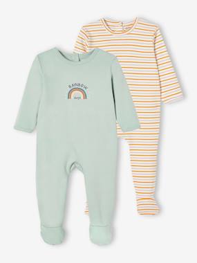 Pack of 2 Rainbow Sleepsuits in Interlock Fabric for Baby Boys  - vertbaudet enfant