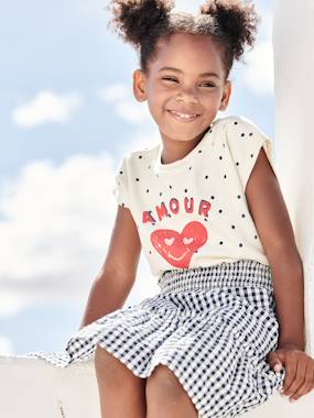 Girls-Tops-Dotted "Amour" T-Shirt for Girls