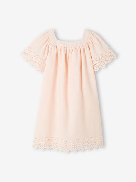 Dress with Broderie Anglaise & Butterfly Sleeves, for Girls pale pink - vertbaudet enfant 