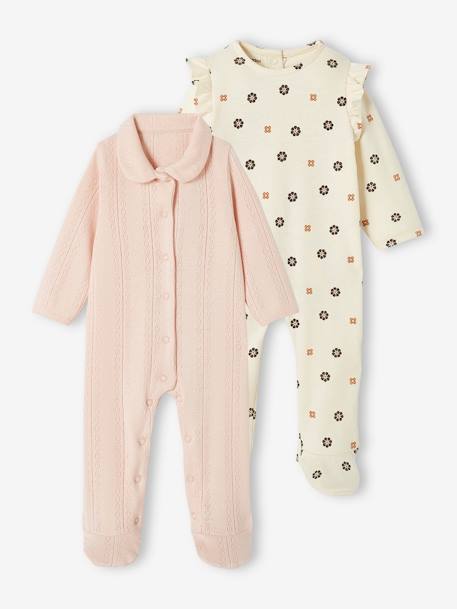 Pack of 2 Sleepsuits for Babies rosy - vertbaudet enfant 