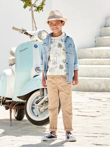T-Shirt with 'Juan Les Pins' Inscription, for Boys printed white - vertbaudet enfant 