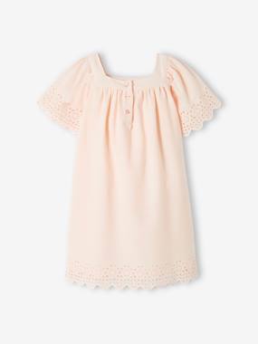 Dress with Broderie Anglaise & Butterfly Sleeves, for Girls  - vertbaudet enfant