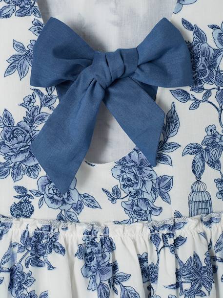 Floral Occasion Wear Dress with Bow on the Back, for Girls ecru - vertbaudet enfant 