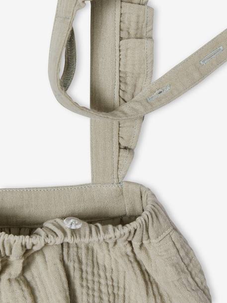 Skirt in Cotton Gauze, with Braces, for Babies grey green - vertbaudet enfant 