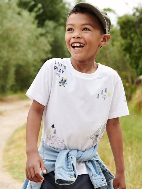 Tee-shirt motif jeu de piste garçon blanc - vertbaudet enfant 