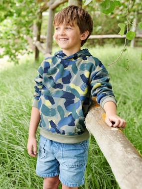 -Hooded Sweatshirt with Camouflage Effect for Boys