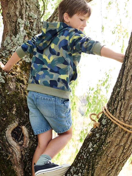 Hooded Sweatshirt with Camouflage Effect for Boys printed green - vertbaudet enfant 