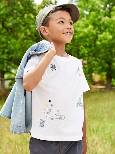 Tee-shirt motif jeu de piste garçon blanc - vertbaudet enfant 