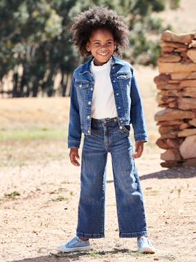 Flared Jeans Fancy Flap-Opening Effect for Girls  - vertbaudet enfant
