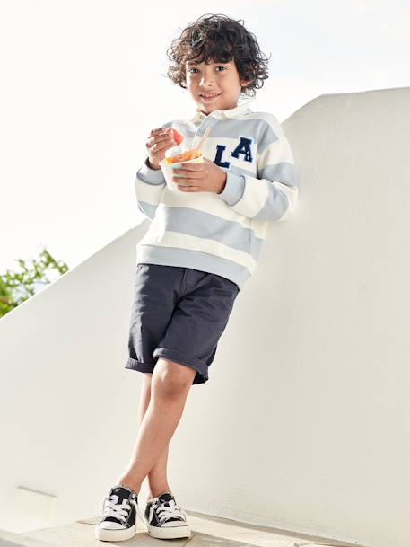 Chino Bermuda Shorts for Boys beige+BLUE MEDIUM SOLID WITH DESIGN+green+grey blue - vertbaudet enfant 