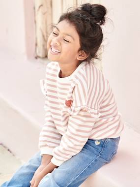Girls-Sailor-type Sweatshirt with Ruffles on the Sleeves, for Girls