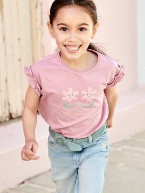 T-shirt à motif irisé fille manches courtes volantées  - vertbaudet enfant