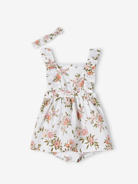 Ensemble 3 pièces bébé robe, bloomer et bandeau assorti blanc - vertbaudet enfant 