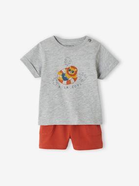 T-Shirt with Motif + Baggy Shorts Combo for Babies  - vertbaudet enfant