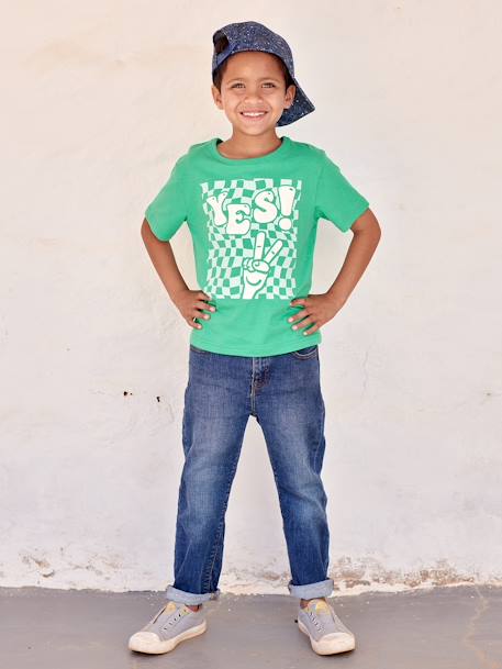 T-Shirt with Maxi Motif with Puff Ink Details for Boys azure+green - vertbaudet enfant 