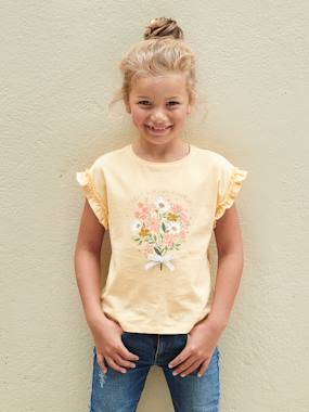 T-Shirt with Iridescent Motif & Short Ruffled Sleeves for Girls  - vertbaudet enfant