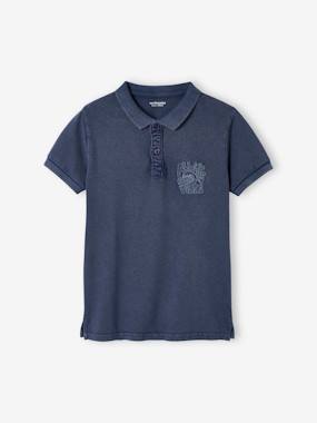 Polo Shirt with "good vibes" Embroidered on the Chest, for Boys  - vertbaudet enfant