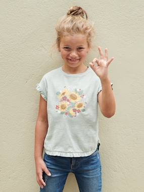 T-Shirt with Ruffle & Sequins for Girls  - vertbaudet enfant