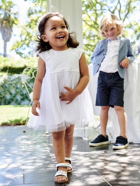 Robe de cérémonie bébé avec tulle blanc - vertbaudet enfant 